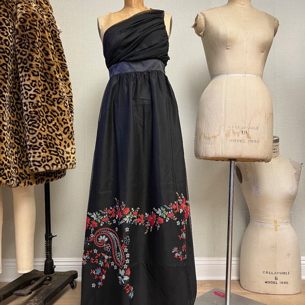 NWT Chiffon One Shoulder Floral Column Maxi Dress